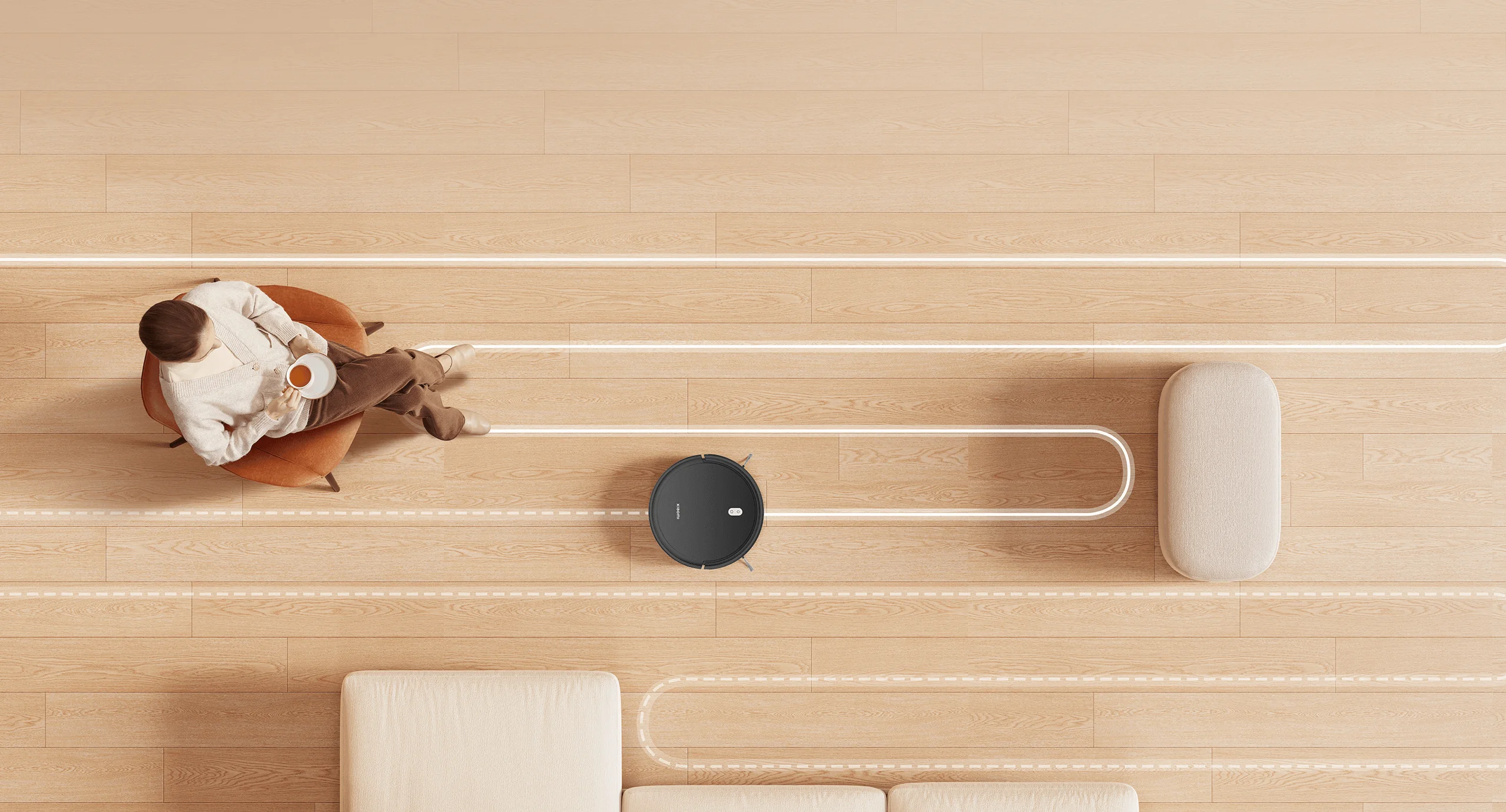 جارو رباتیک شیائومی | Mi Robot Vacuum E5 با قدرت مکش 2000Pa، طراحی باریک و سیستم ترکیبی جارو و تی‌کشی