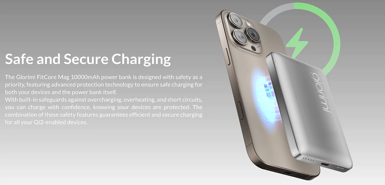 پاوربانک 10000mAh گلوریمی | Glorimi Power Bank FitCore Mag Qi2 10000mAh