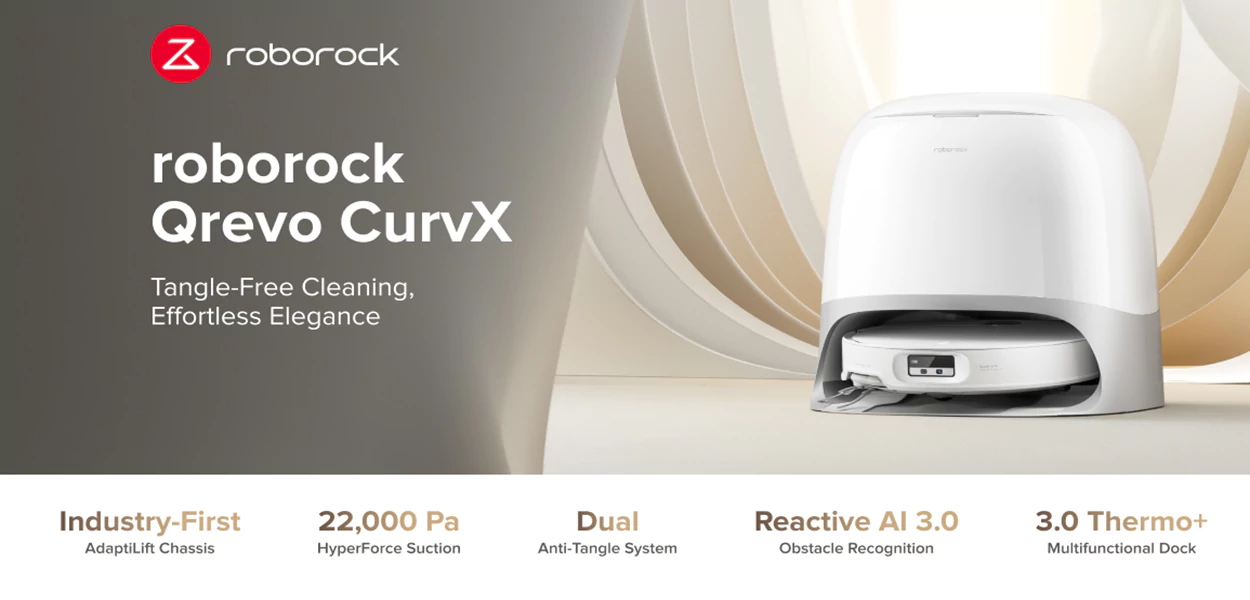 جارو رباتیک روبوراک | Roborock Qrevo CurvX Robot Vacuum Cleaner